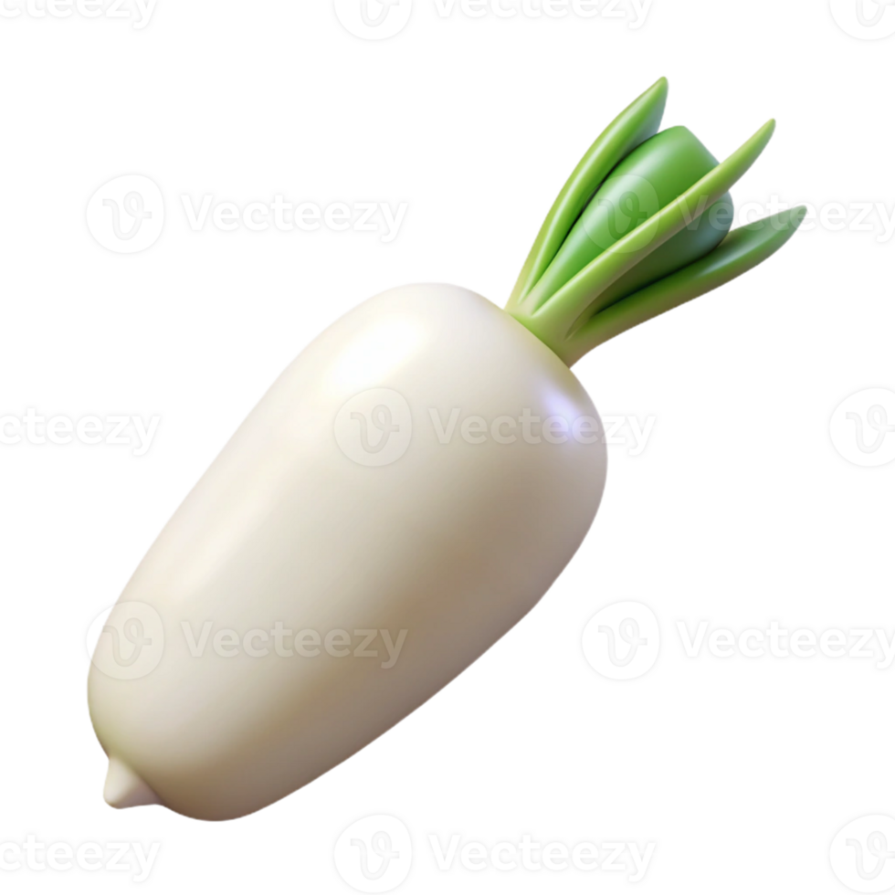 3D Render of a White Radish png