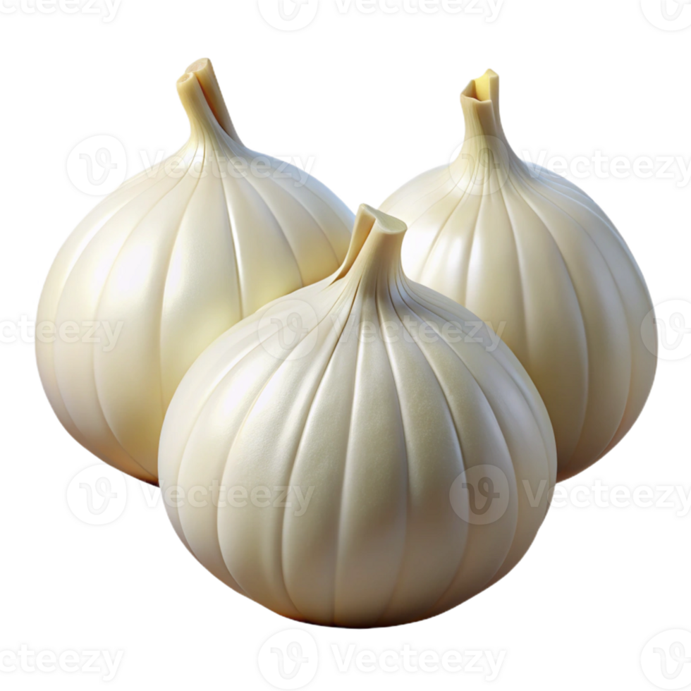3D Render of Three Garlic Bulbs png