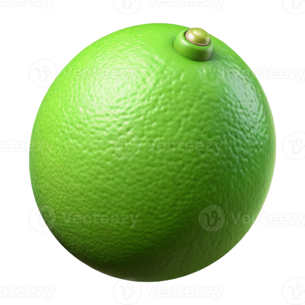 3D Lime Render Green Citrus Fruit png