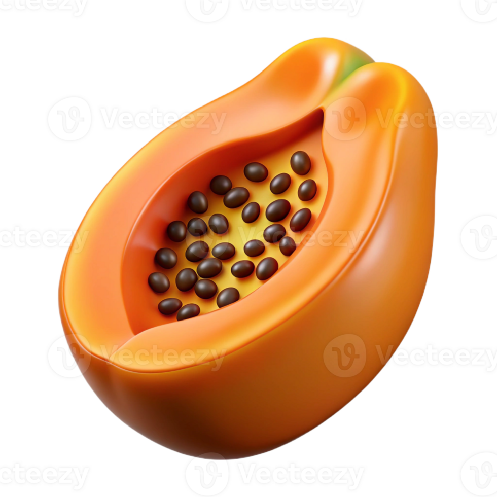 3D Render of a Halved Papaya png
