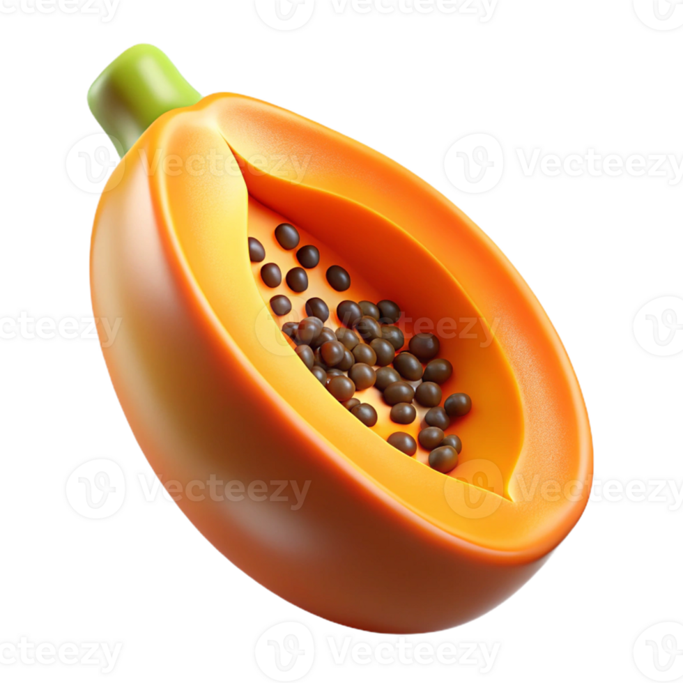 3D Render of a Halved Papaya png