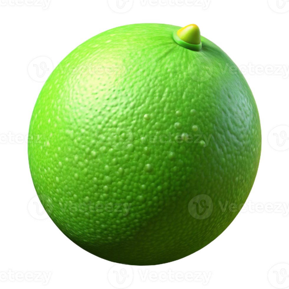 3D Lime Render, Green Citrus Fruit Illustration png