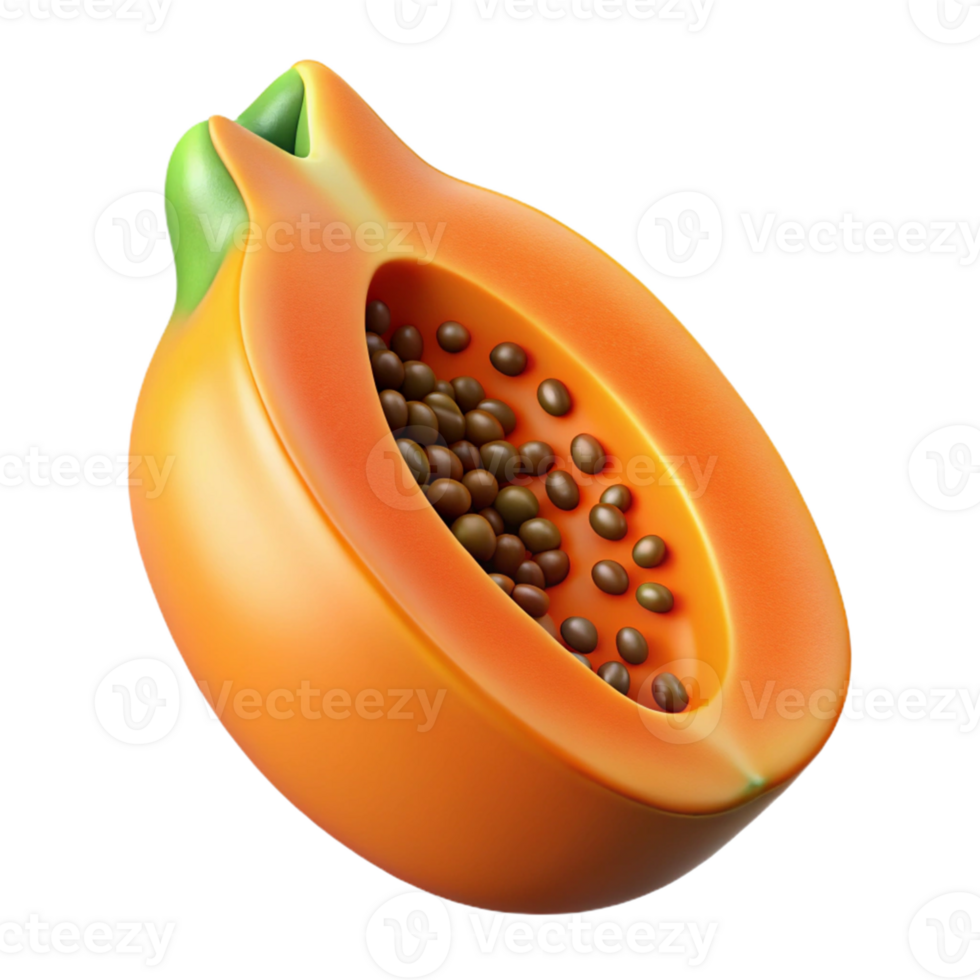 3D Render of a Papaya Half png