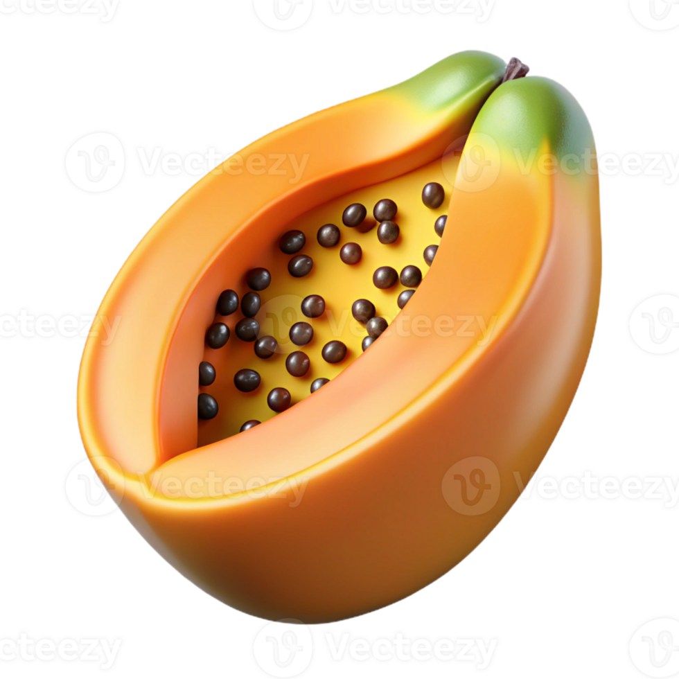 3D Render of a Halved Papaya png