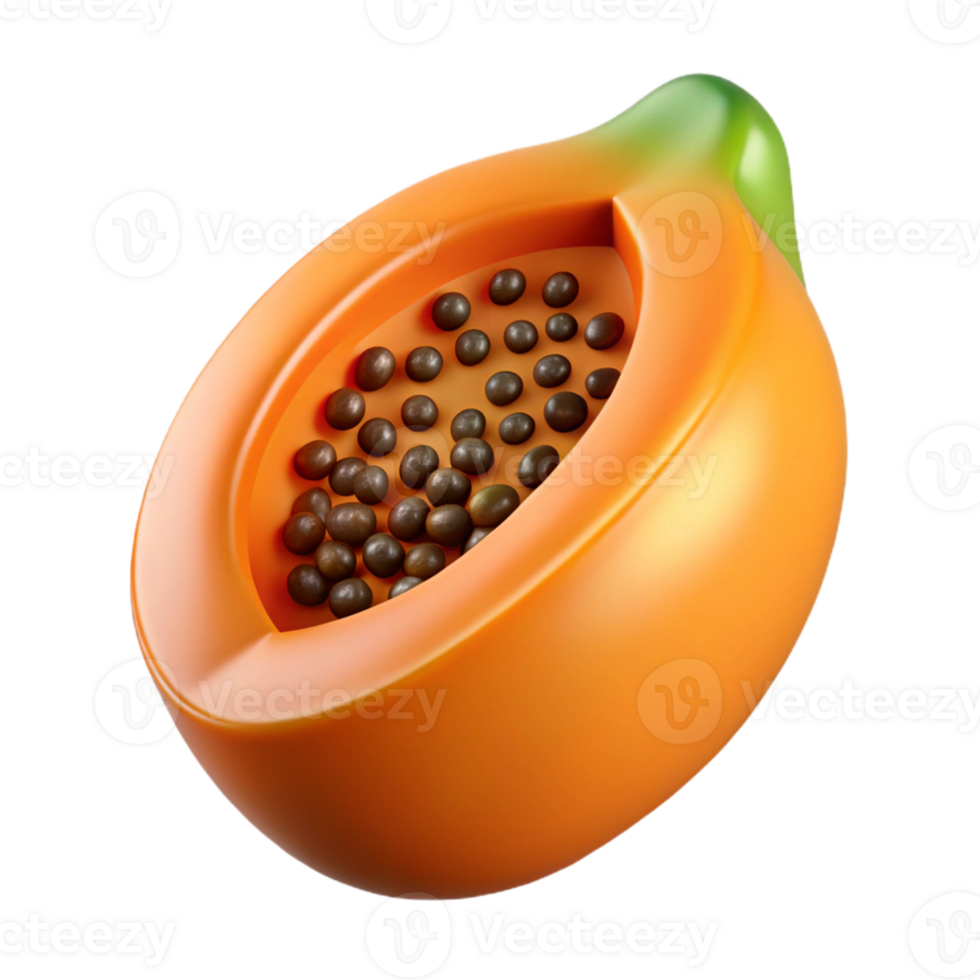 3D Render of a Papaya Half png