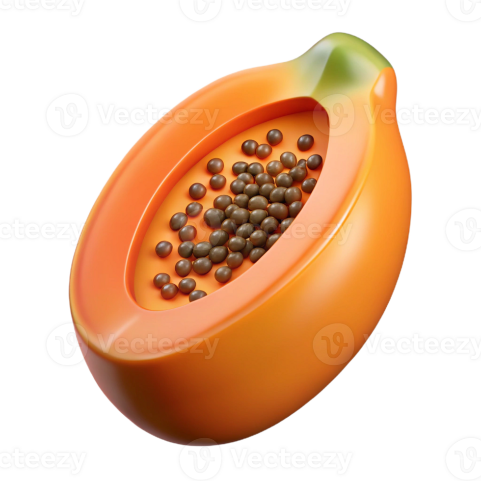 3D Render of a Papaya Half png