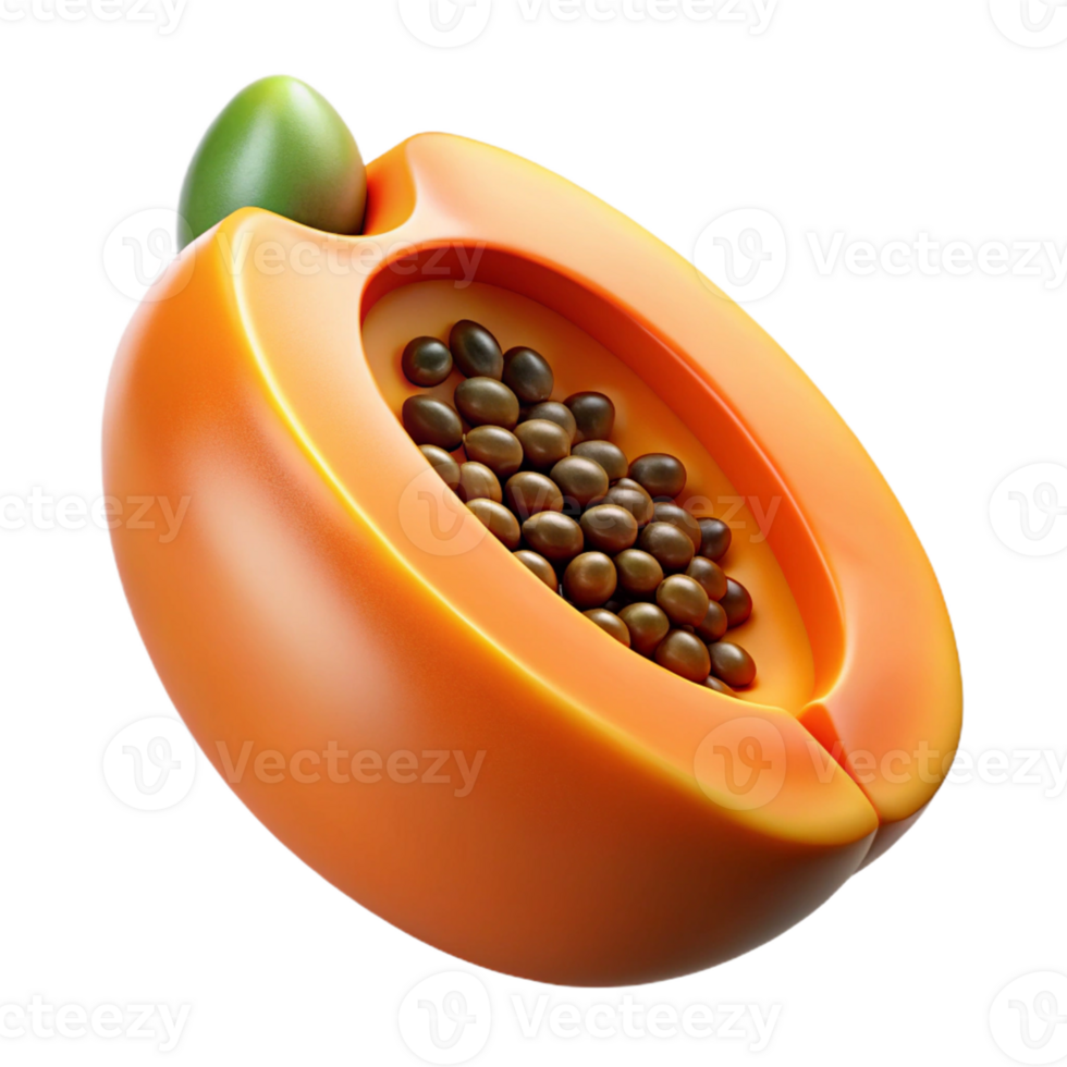 3D Render of a Papaya Half png