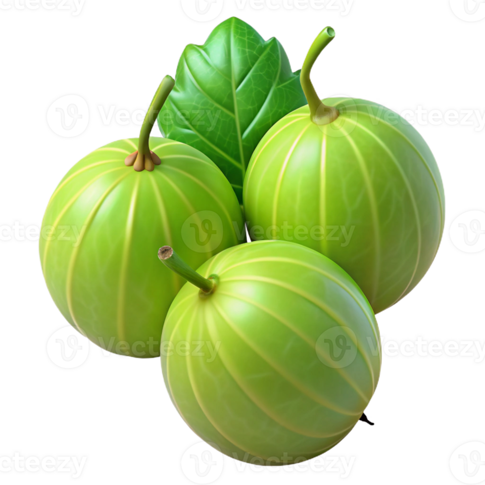 3D Render of Green Gooseberries png