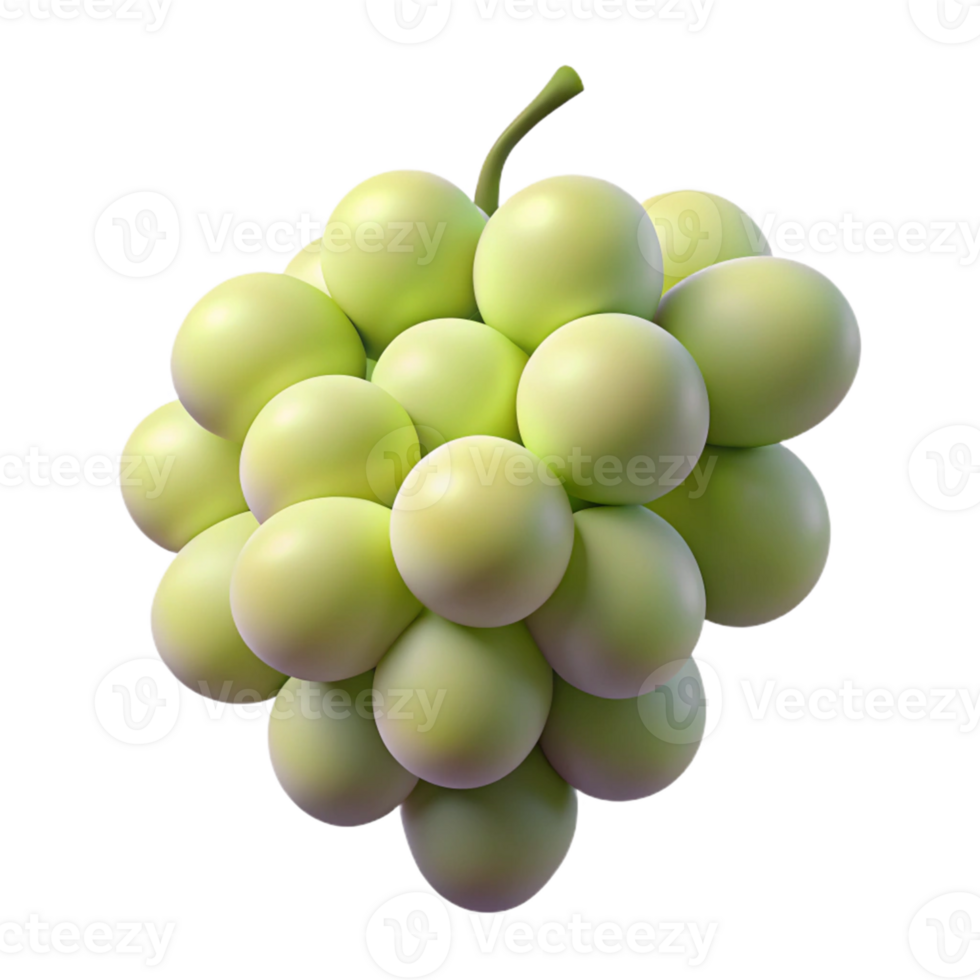 3D Render Green Grapes Bunch png