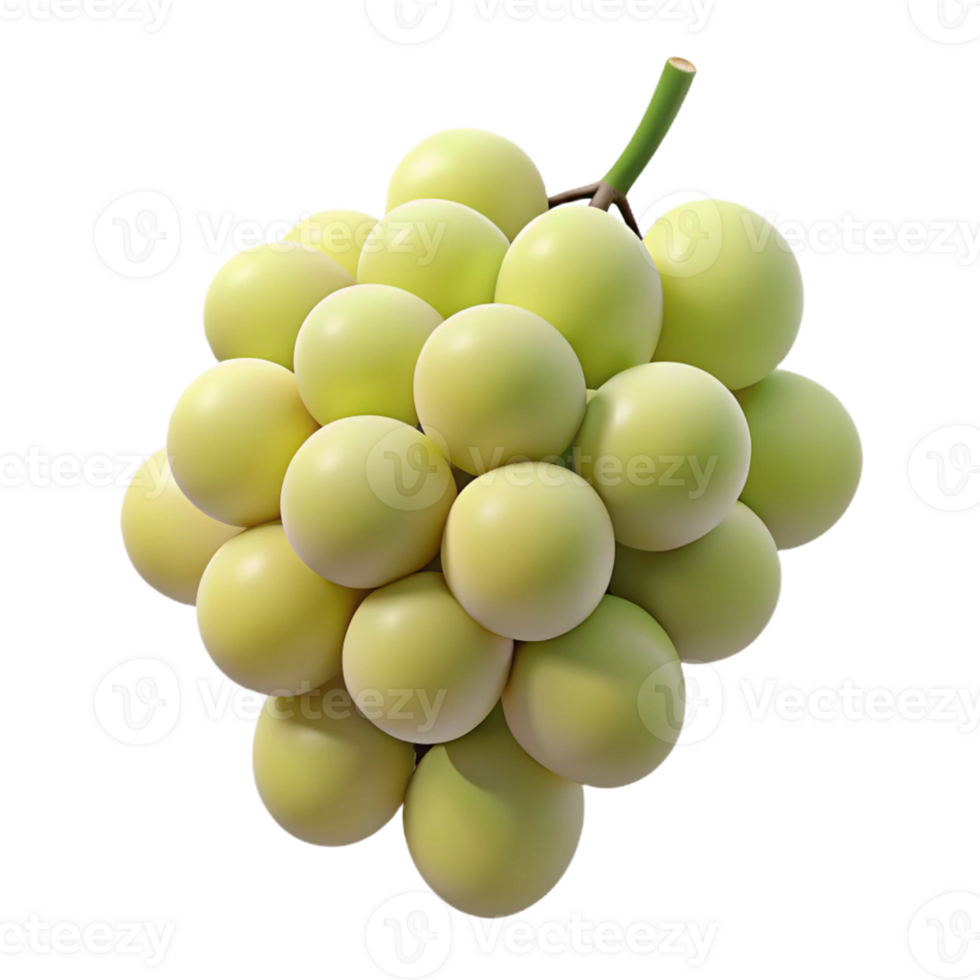 3D Render Green Grapes Bunch png