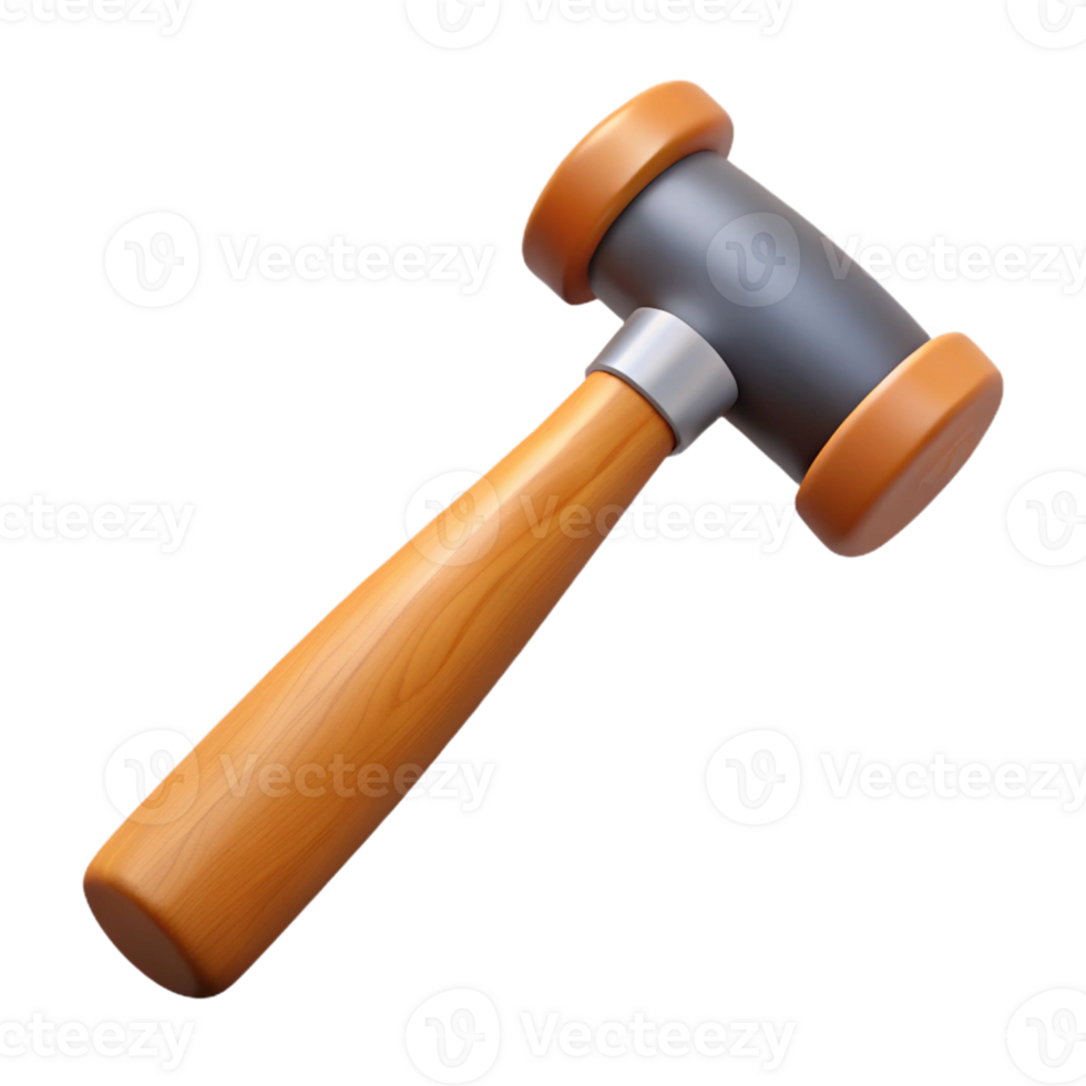 3D Render Wooden Hammer Graphic Resource png
