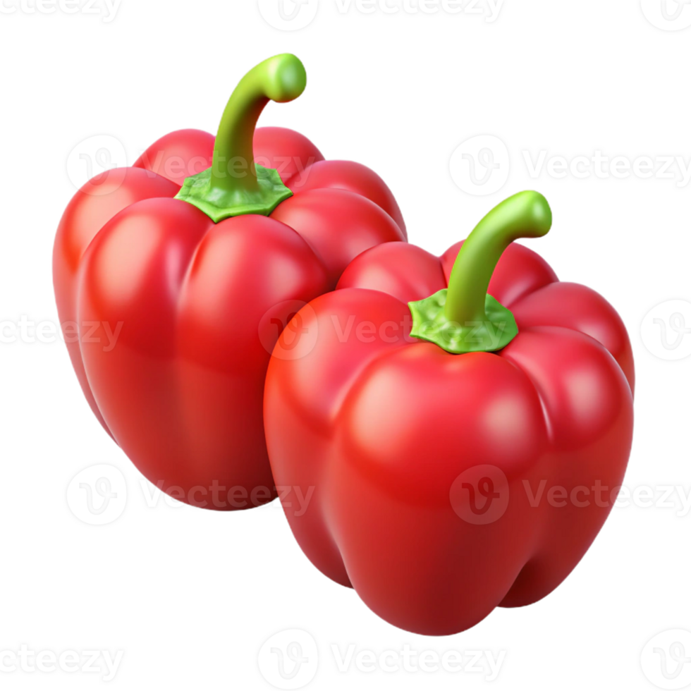 3D Render of Two Red Bell Peppers png