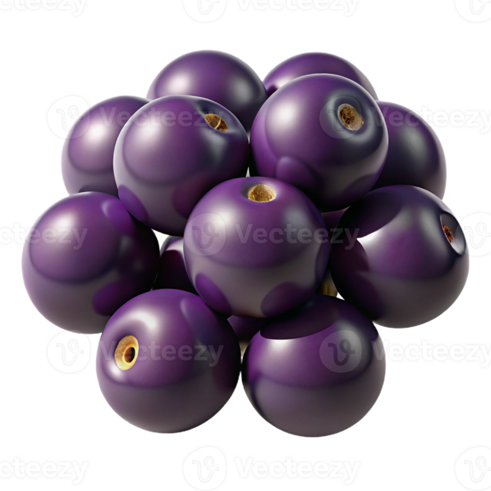 3D Render of Dark Purple Berries png