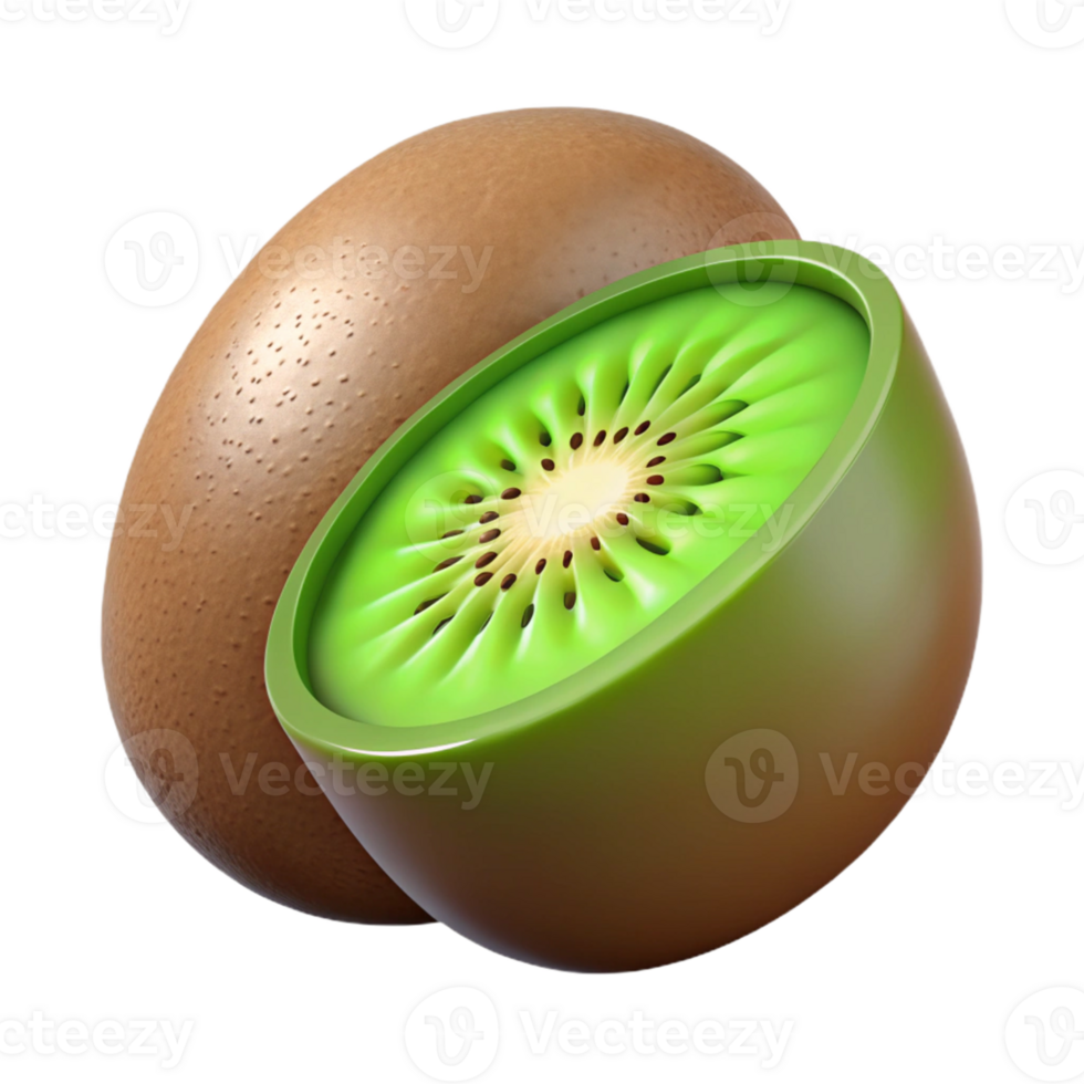 3D Render Kiwi Fruit Illustration png