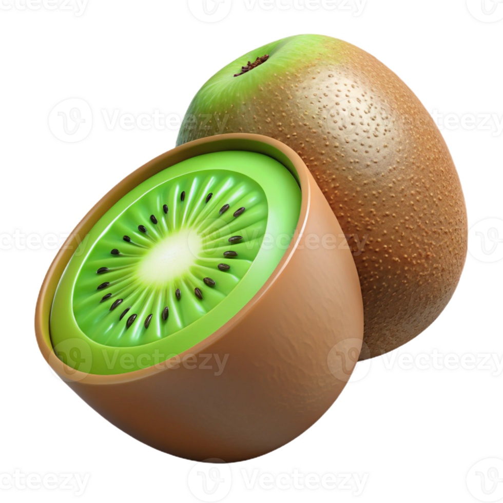3D Render Kiwi Fruit Illustration png