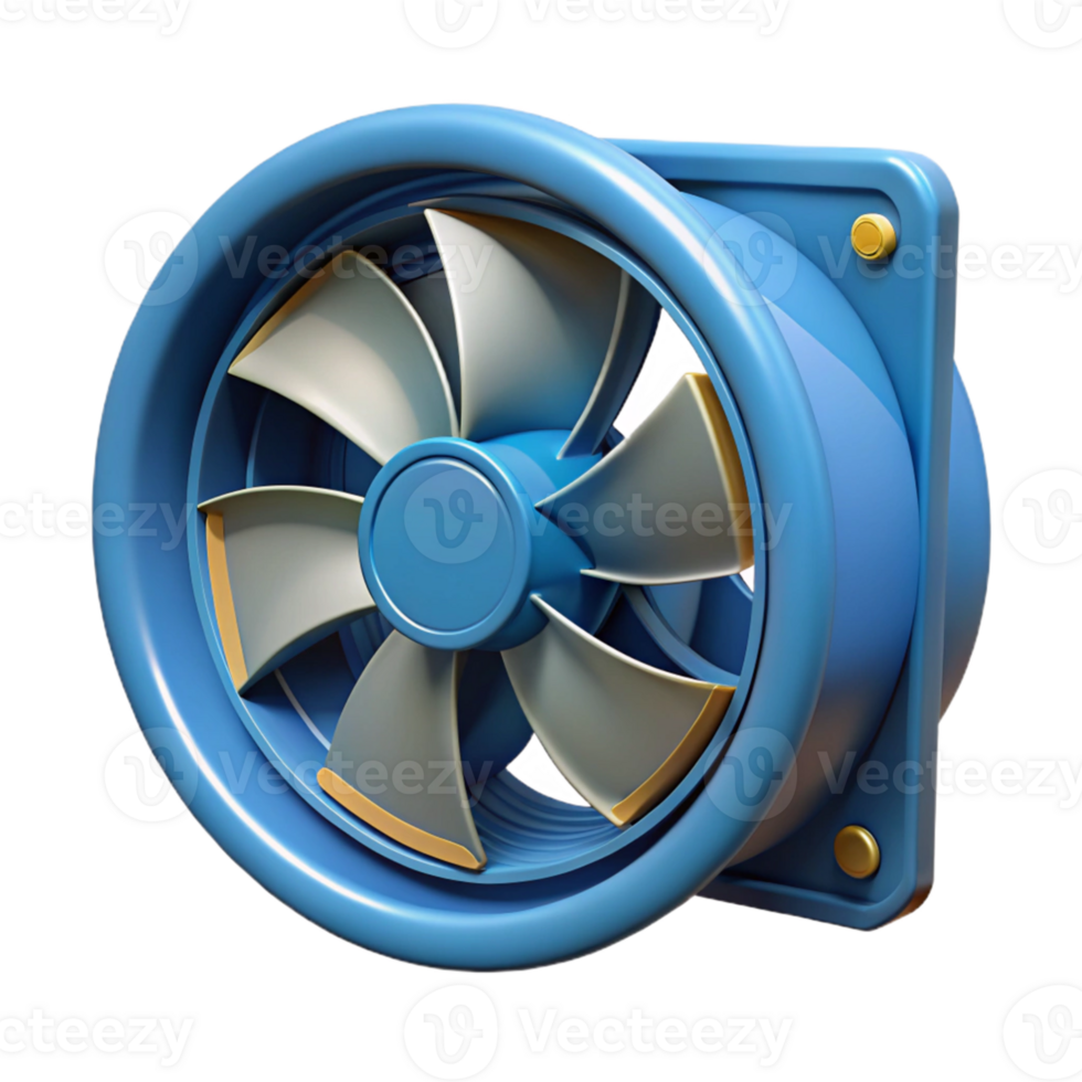 3D Render Blue Industrial Fan png