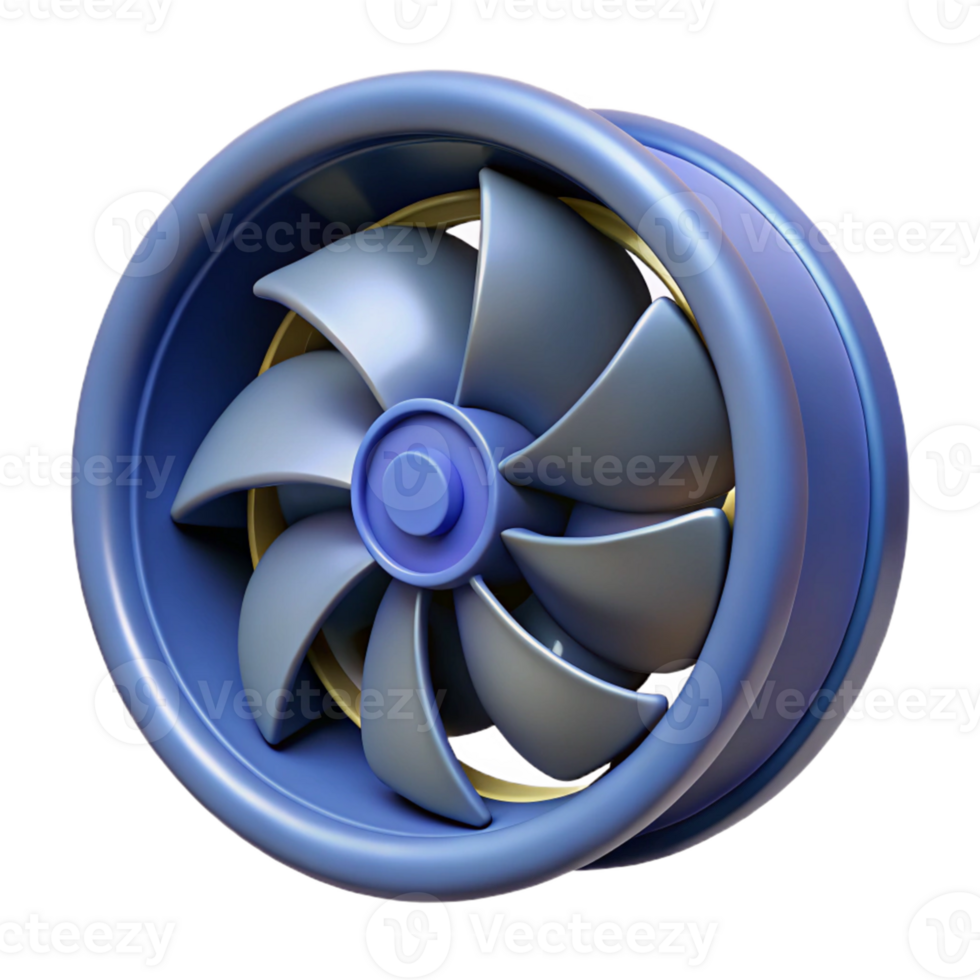 3D Render Blue Turbine Fan Illustration png