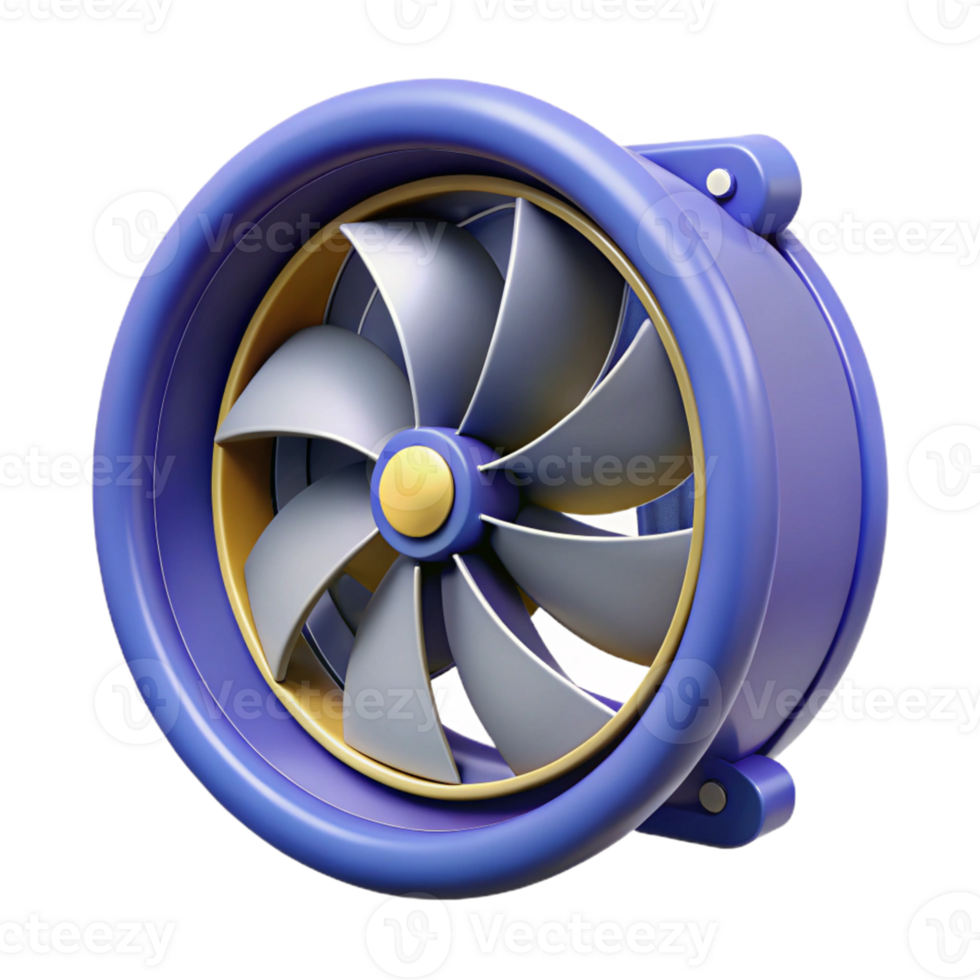 3D Render Blue Turbine Fan Illustration png