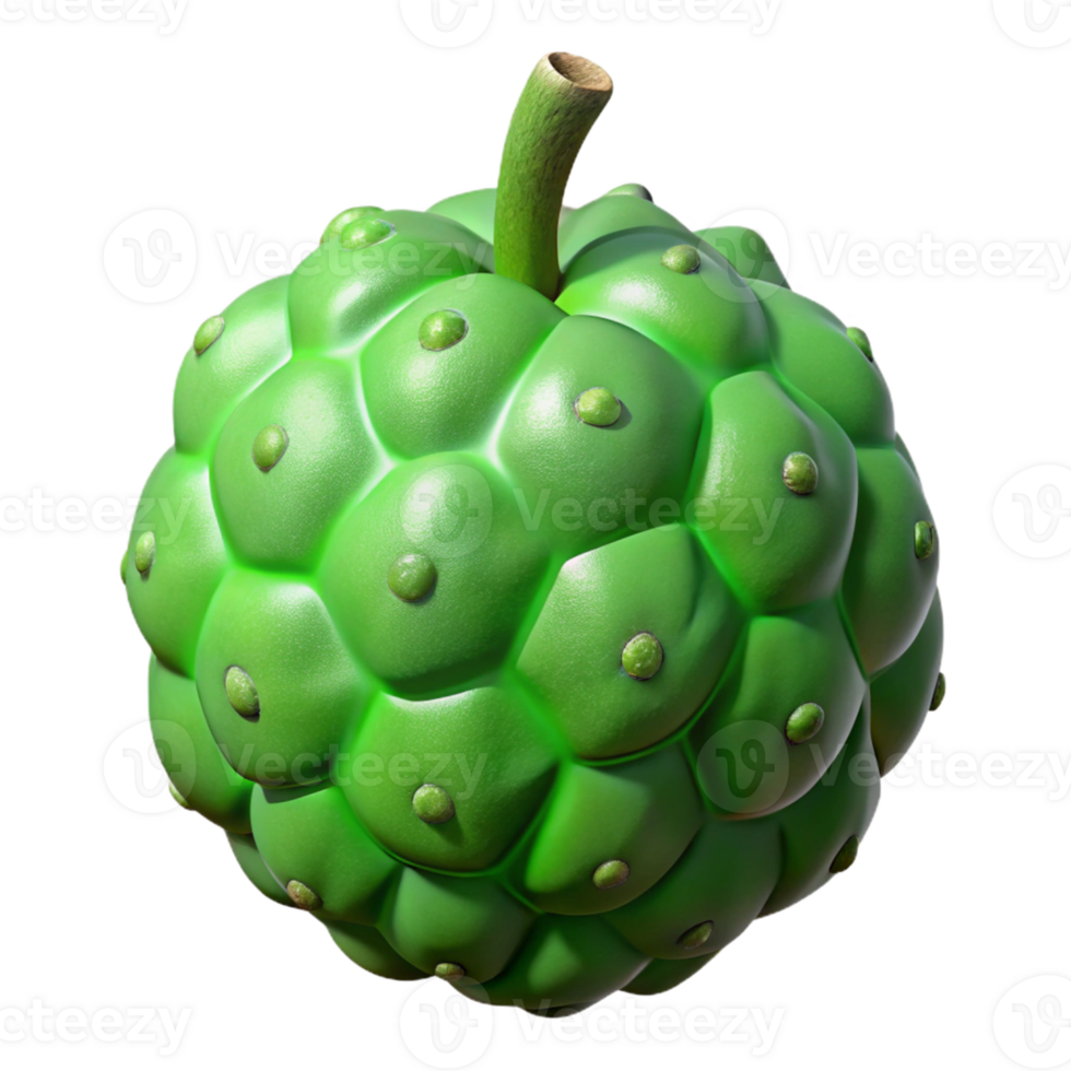3D Render of a Green Noni Fruit png