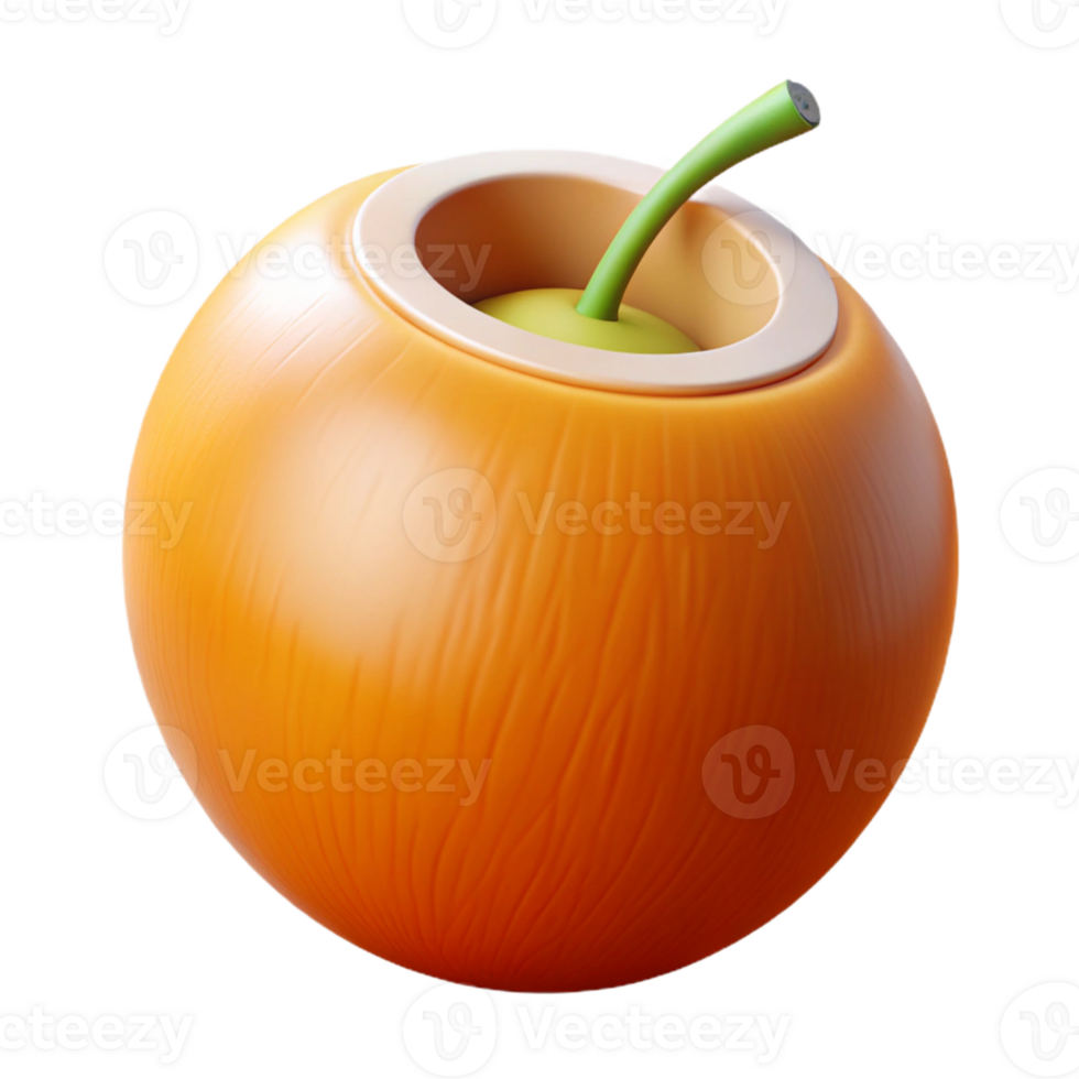 3D Render Orange Coconut Illustration png