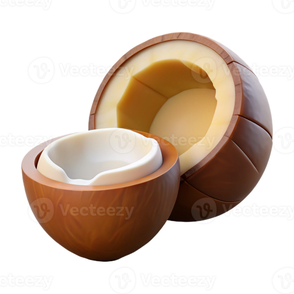 3D Illustration of a Cracked Nut png