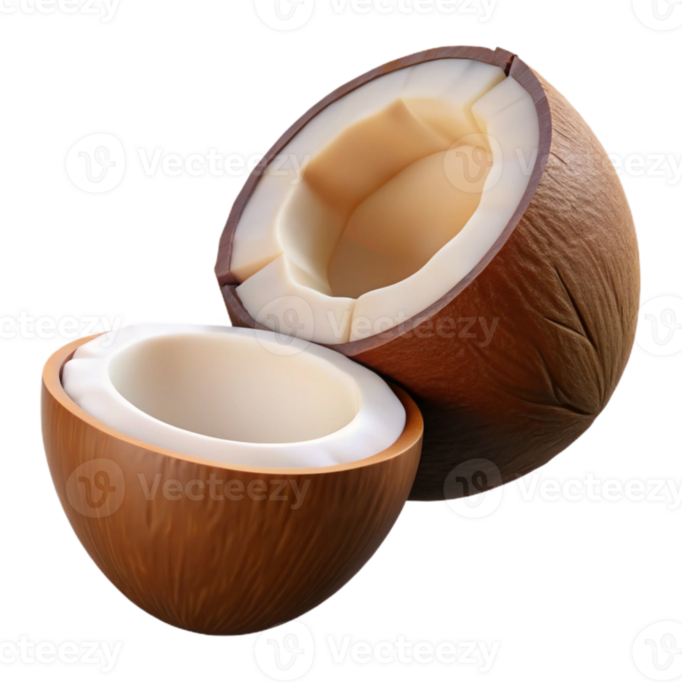 3D Render of a Broken Coconut png