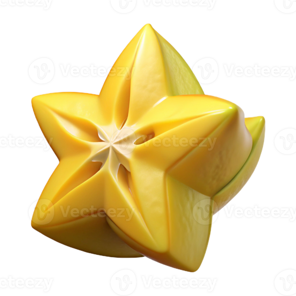 3D Star Fruit Illustration, Yellow Fruit png