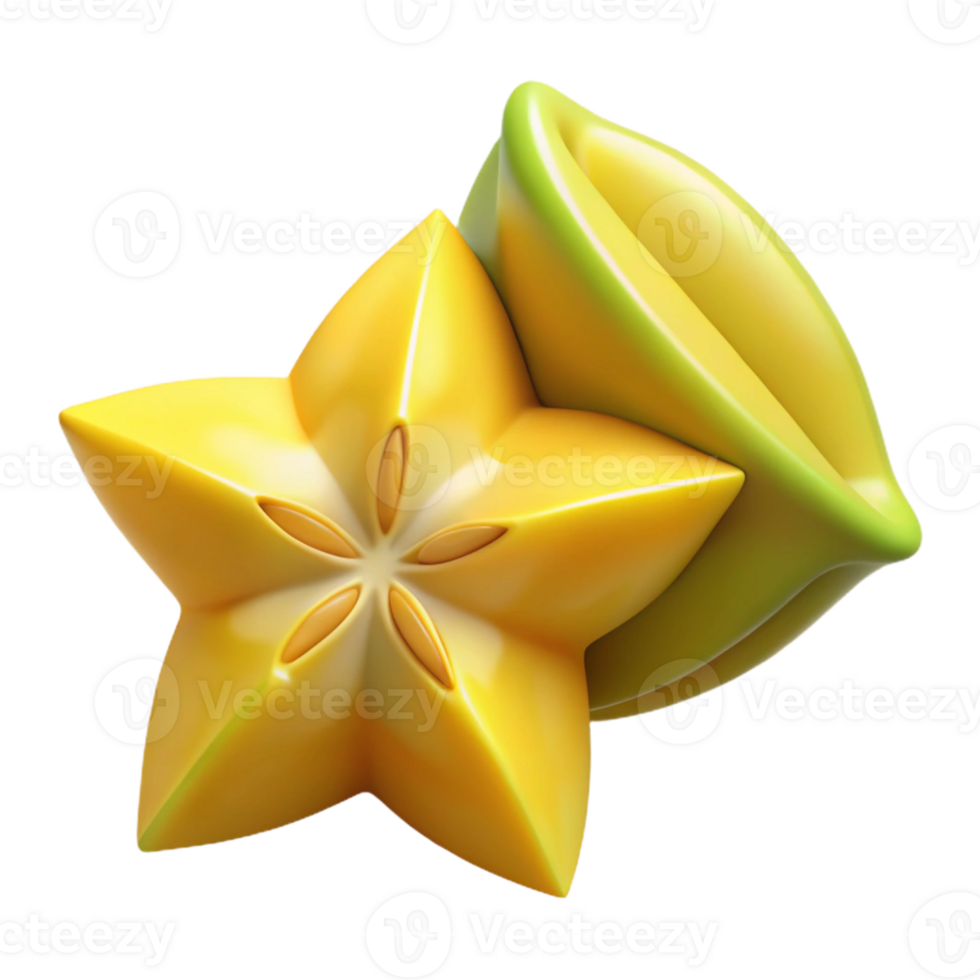 3D Star Fruit Illustration png