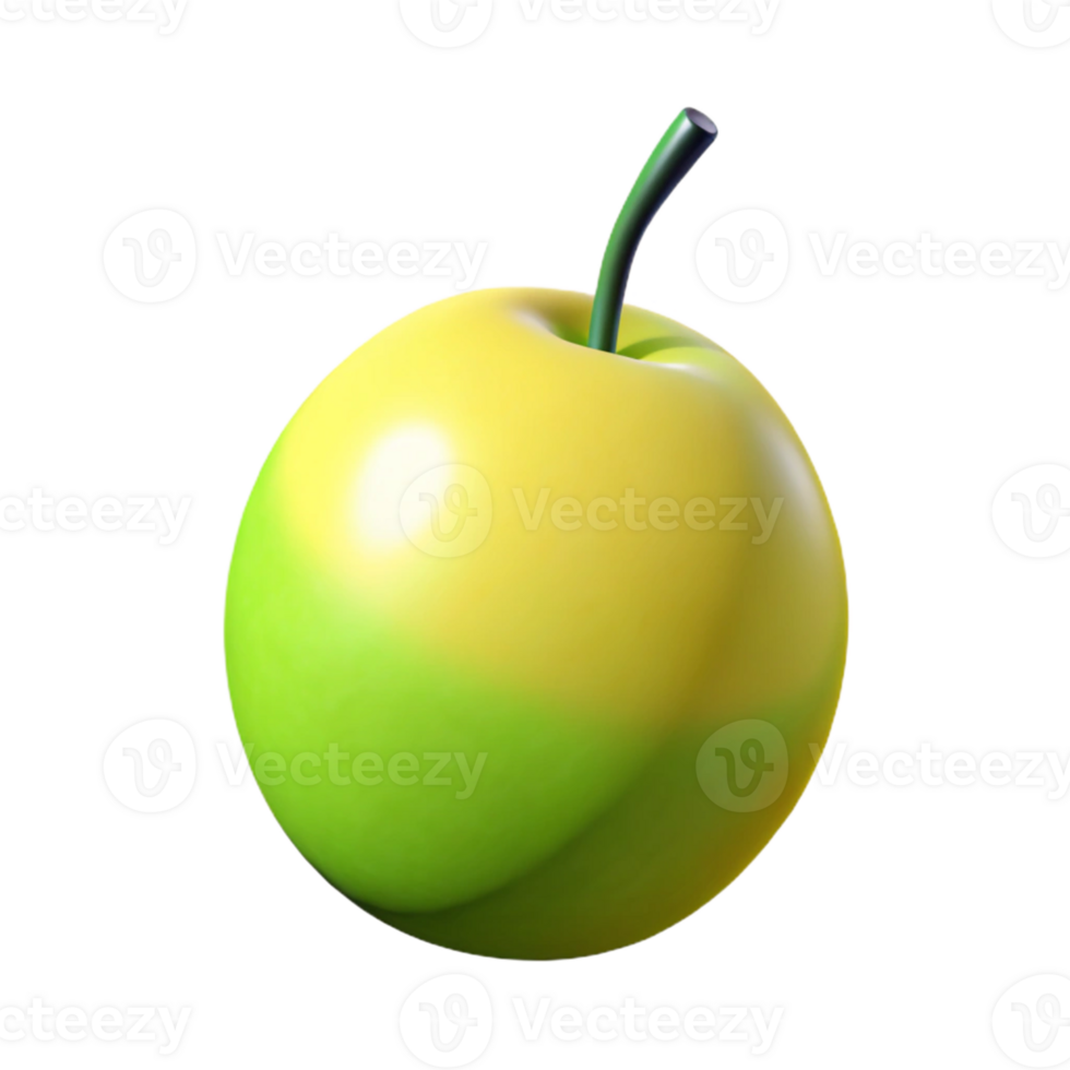 3D Render Yellow Green Apple Fruit Illustration png