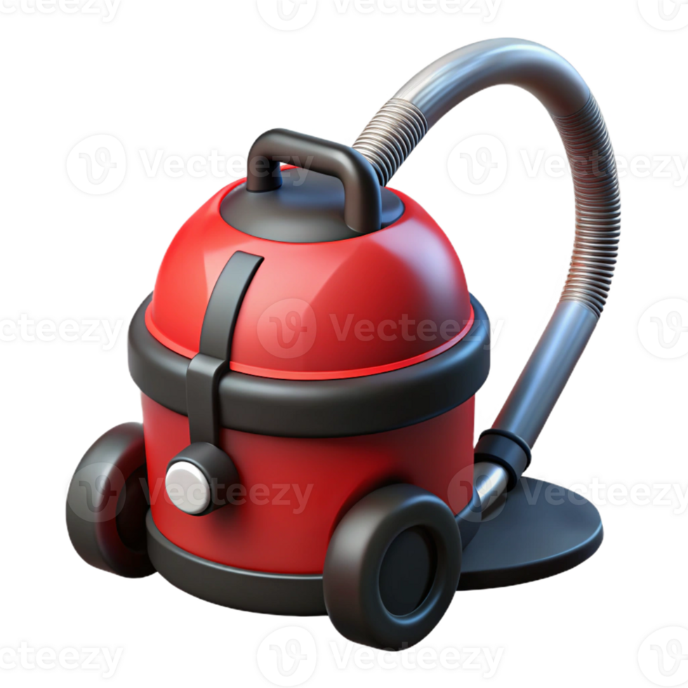 Red Canister Vacuum Cleaner 3D Render png