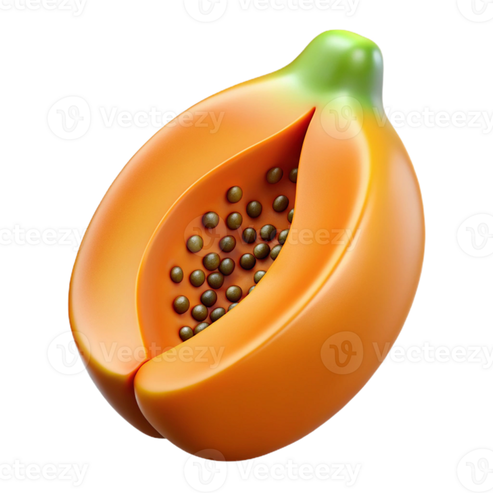3D Render of a Halved Papaya png