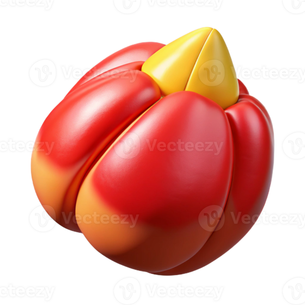 3D Render Red and Yellow Abstract Fruit Illustration png