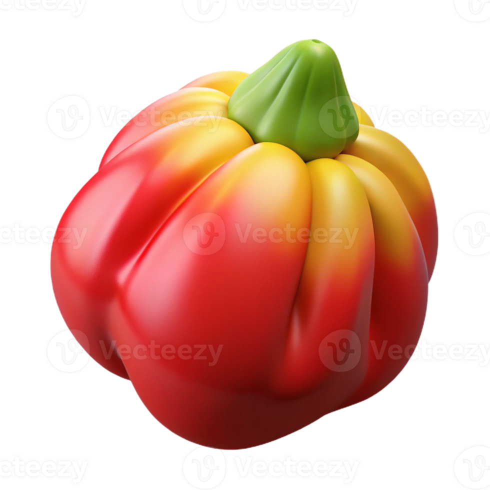 3D Render of Red Yellow Bell Pepper png