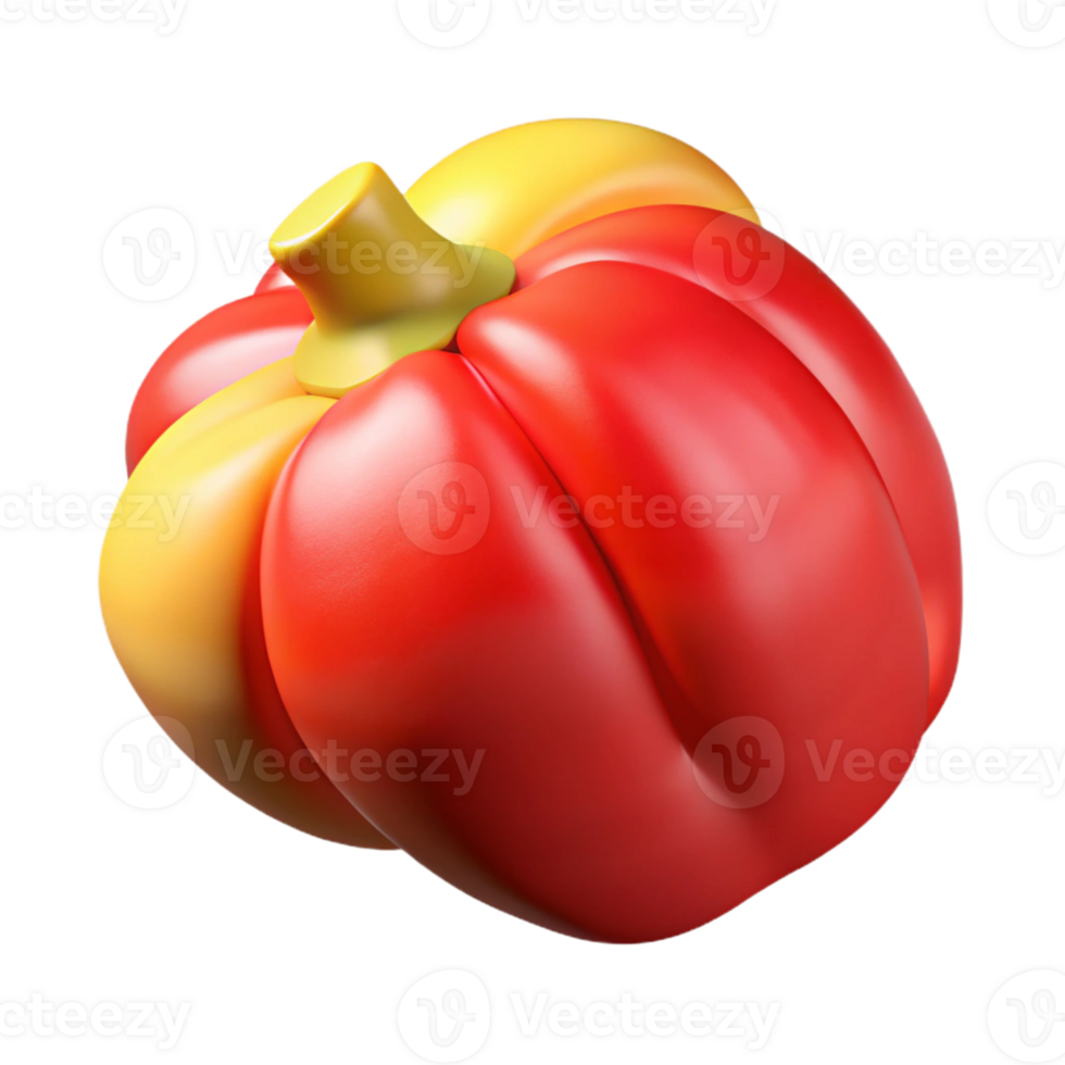 3D Red and Yellow Bell Pepper Illustration png