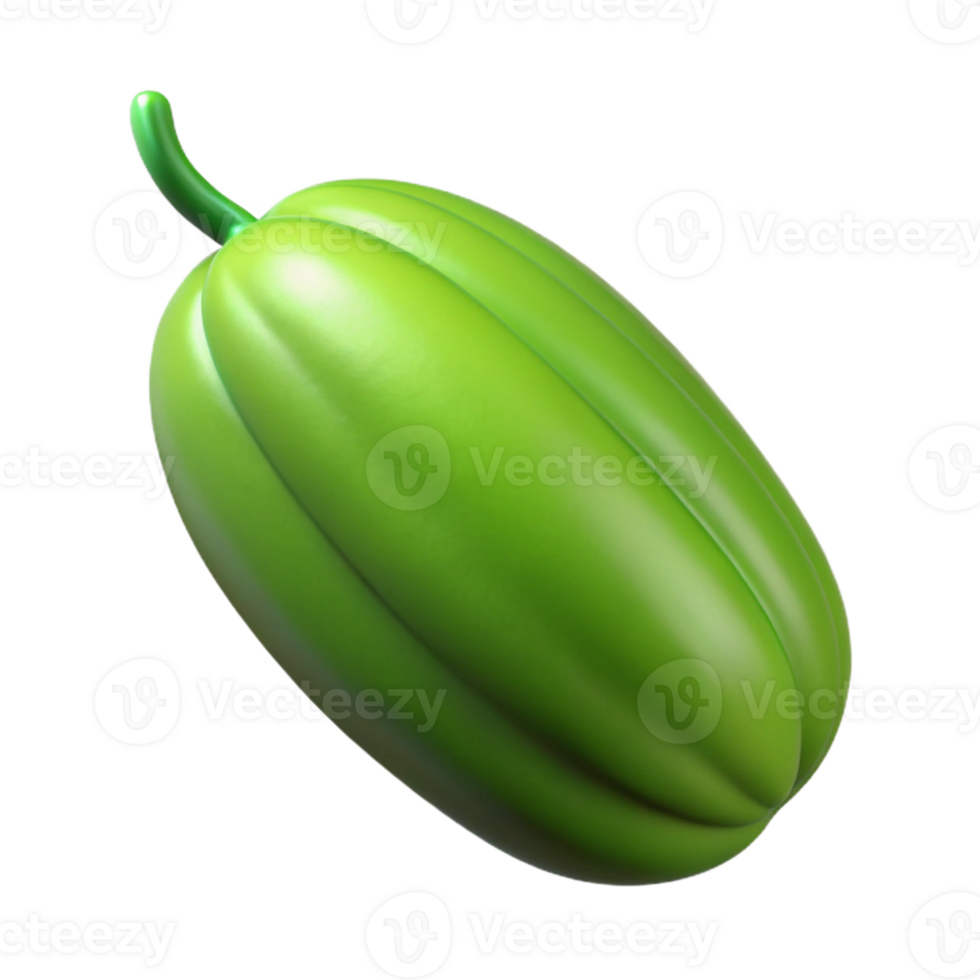 Green Pepper 3D Render png