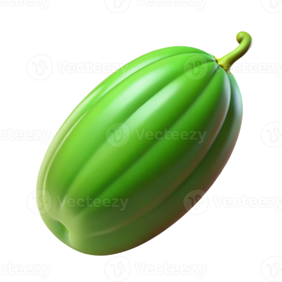 3D Render Green Oblong Fruit Illustration png