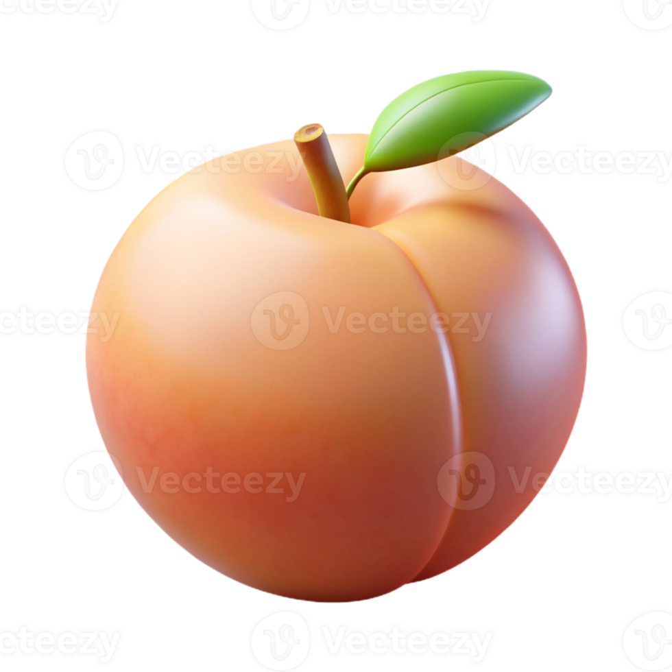 3D Peach Render Juicy Fruit Illustration png