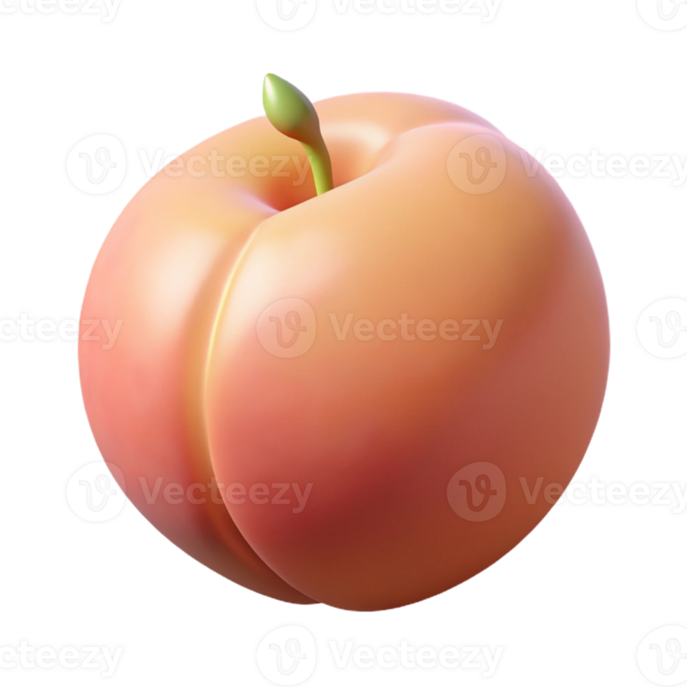 3D Peach Render Juicy Fruit Realistic Image png