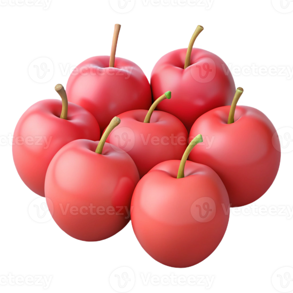 3D Render of Red Cherries png