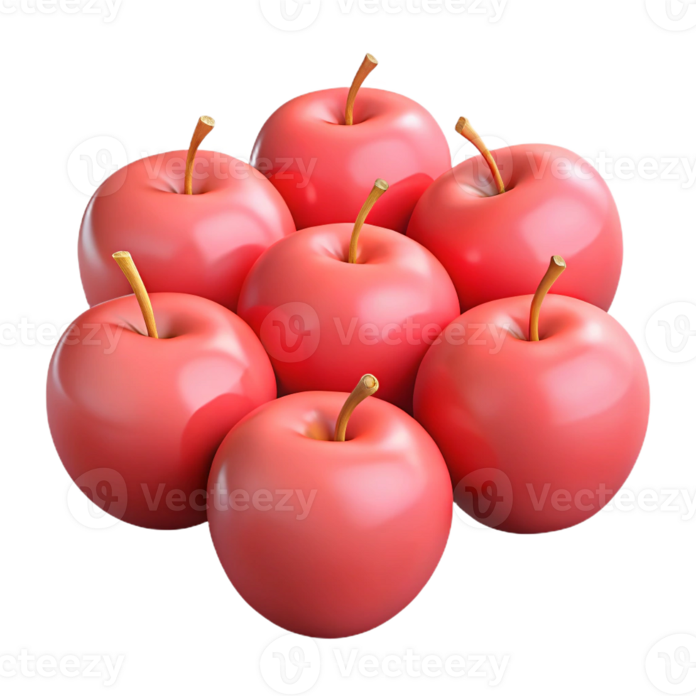 3D Render of Shiny Red Apples png
