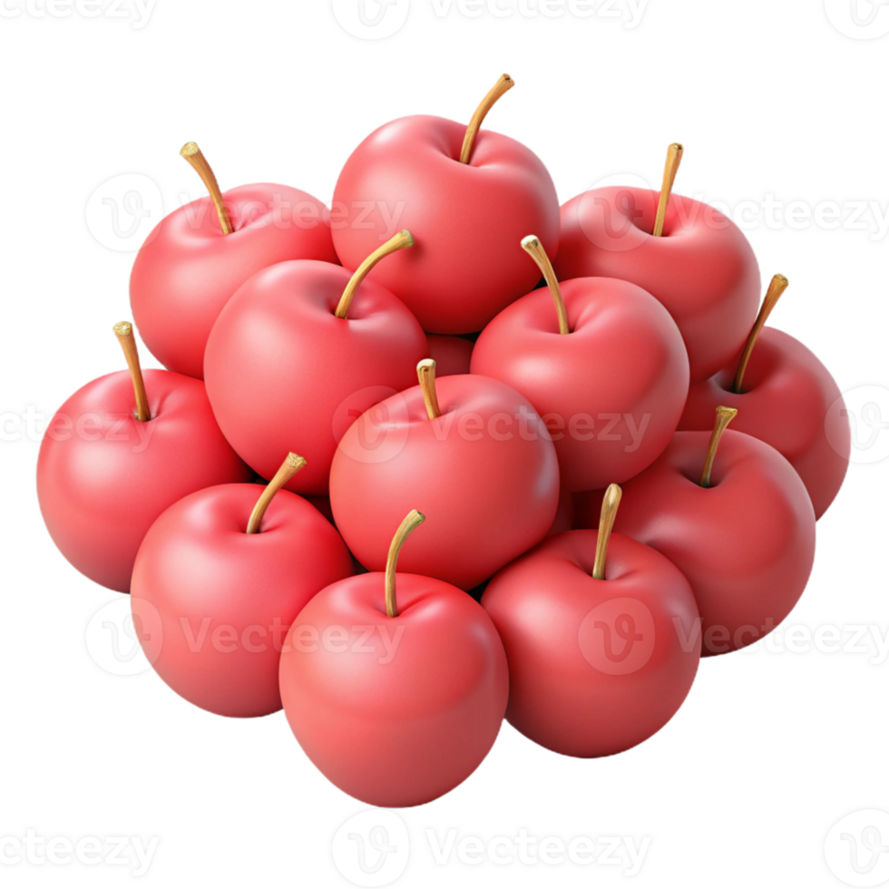 3D Render of Red Apples Pile png