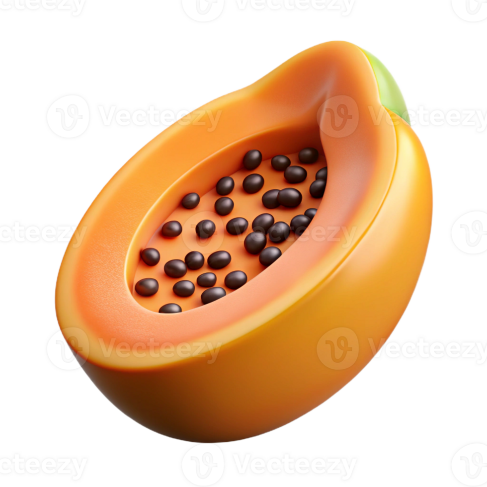 3D Render of a Papaya Halved png