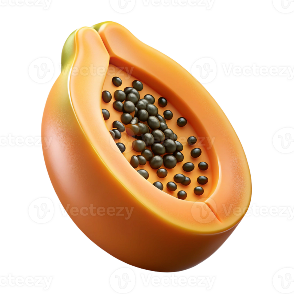 3D Render of a Papaya Half png