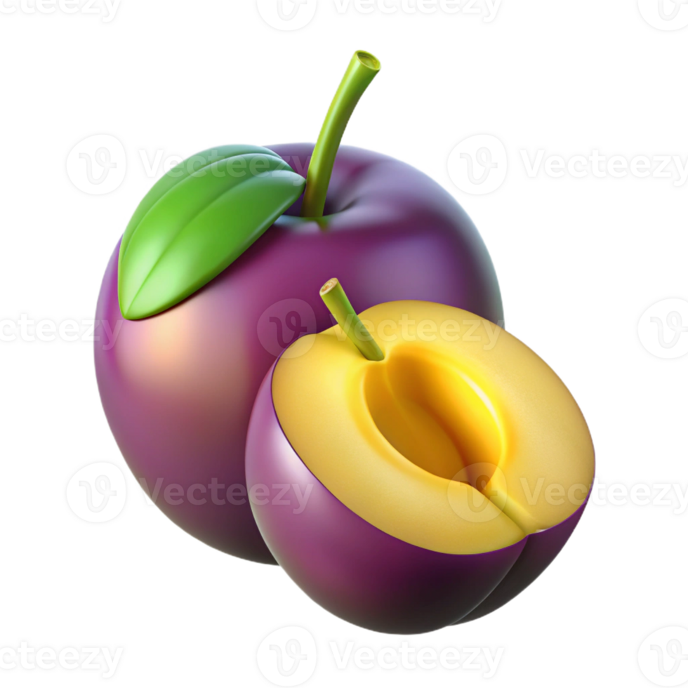 3D Render of Plums, Juicy Fruit Illustration png