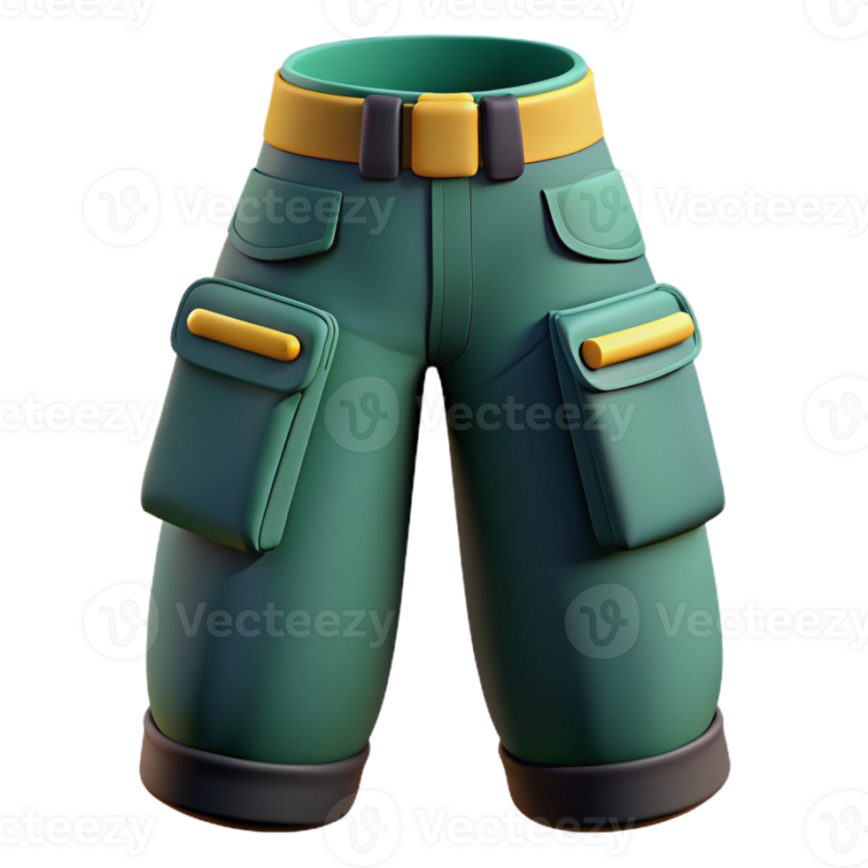 3D Render Cartoon Cargo Pants png
