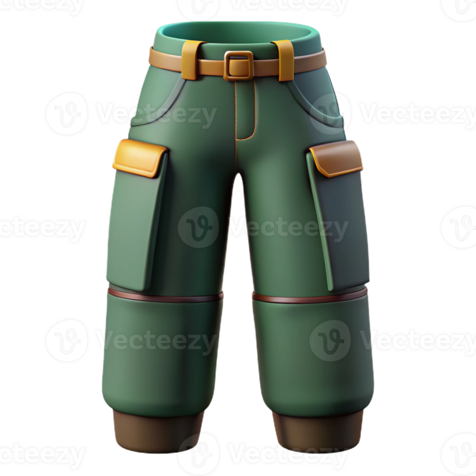 3D Render Green Cargo Pants Illustration png