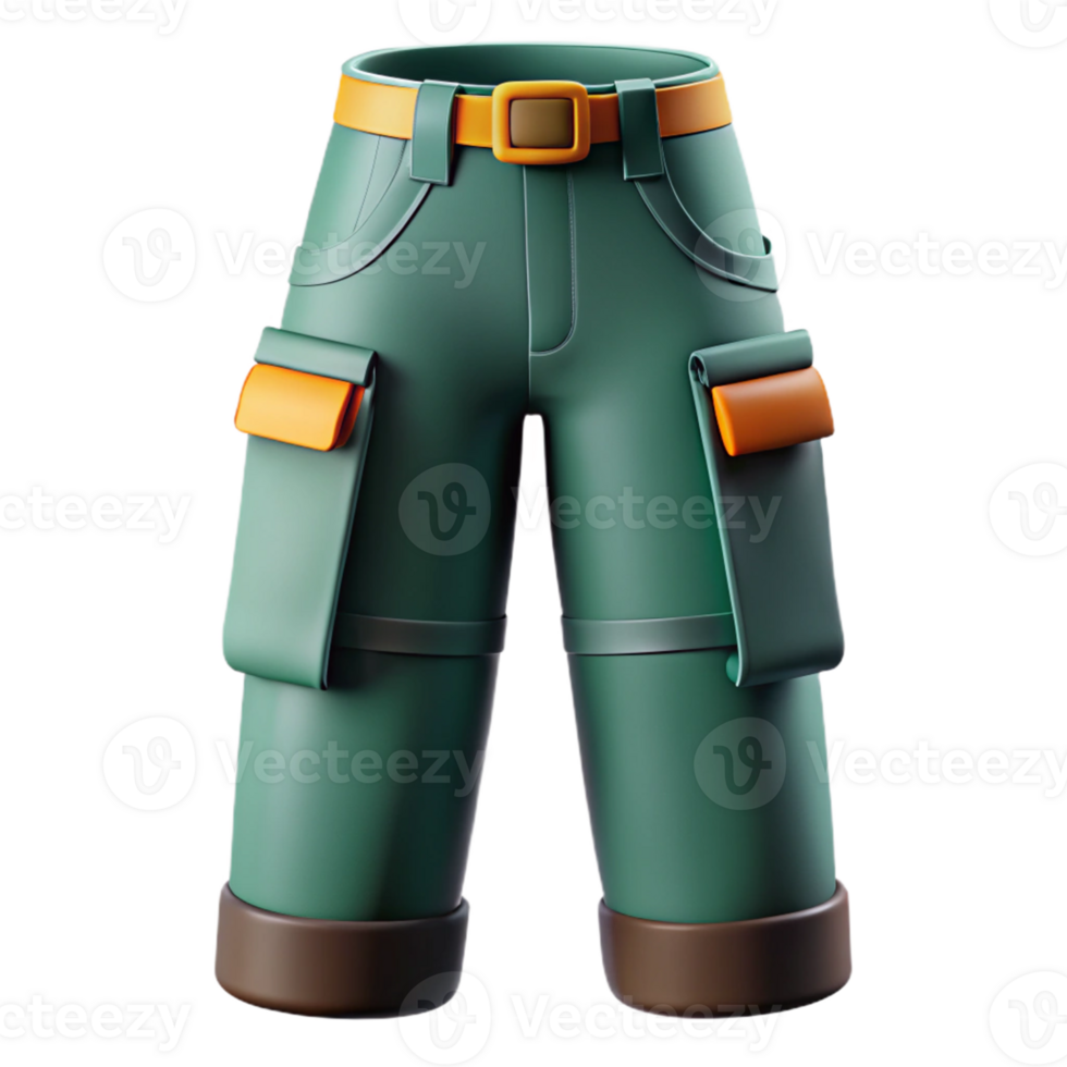 3D Render Green Cargo Pants Illustration png