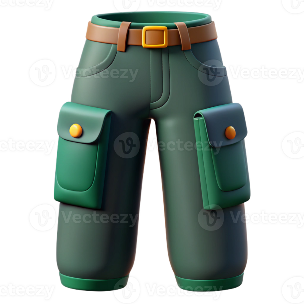 3D Render Green Cargo Pants Illustration png
