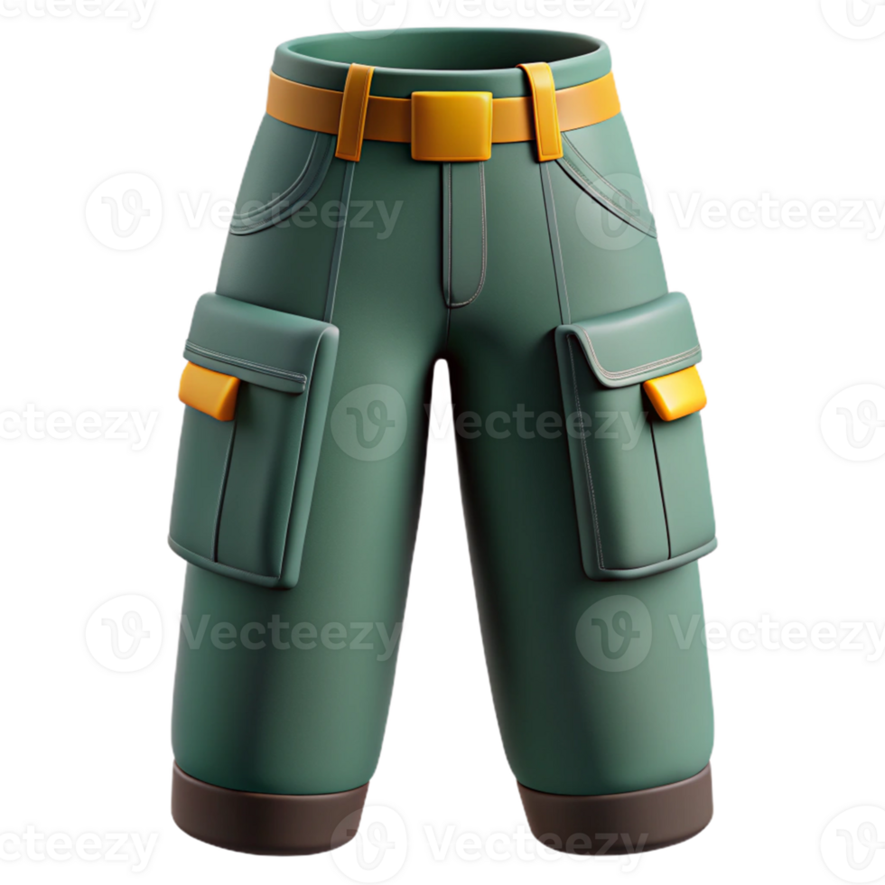3D Render Green Cargo Pants Illustration png
