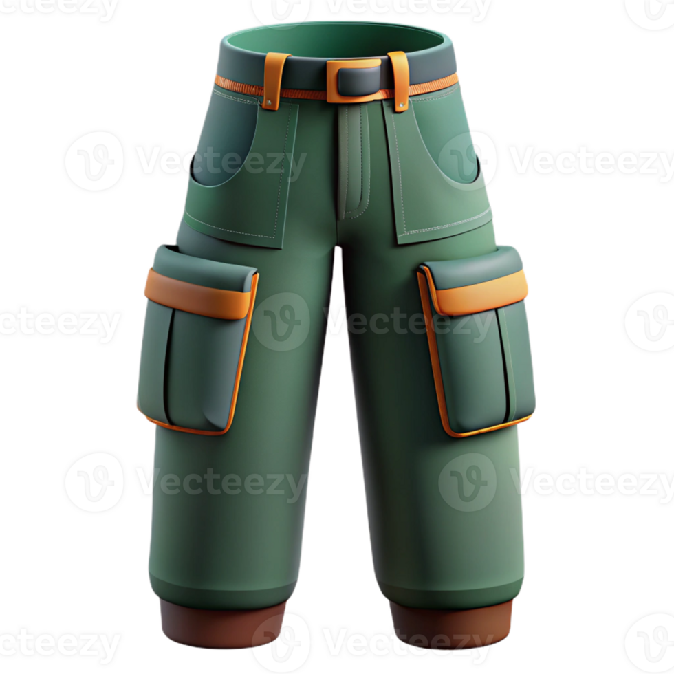 3D Render Green Cargo Pants Illustration png